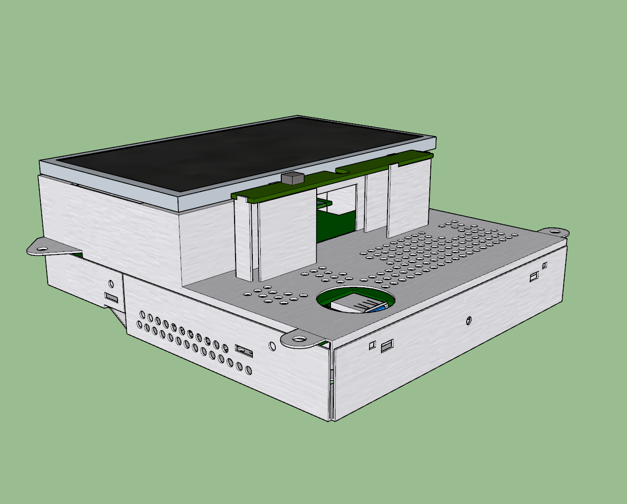 3D model of the custom head unit fitting inside the factory assembly