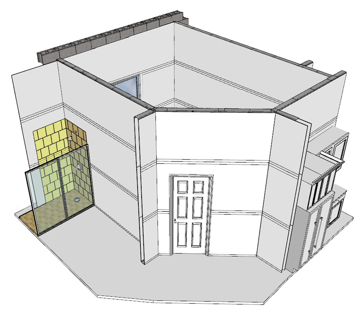 SketchUp overview of the existing room