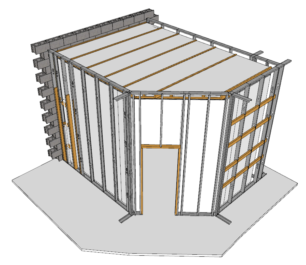 SketchUp model of the planned room-within-a-room
